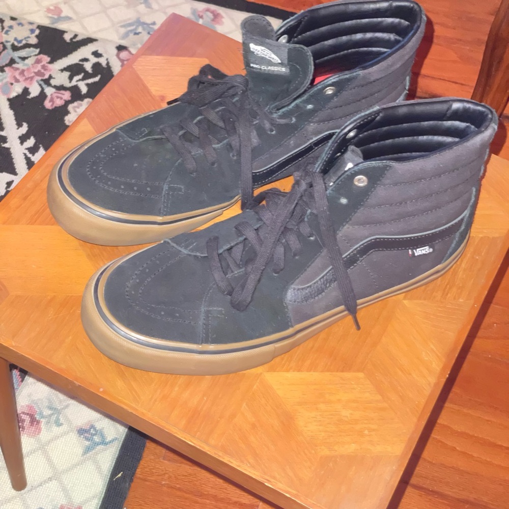Vans Black and Tan High-Top Sneakers